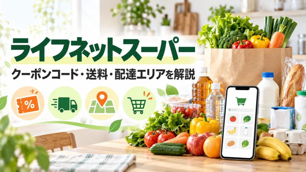 ライフネットスーパーのクーポンコード・送料・配達エリアを解説する記事のアイキャッチ